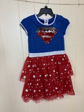 Supergirl Dress Girls Size L 10-12 Costume 2 Piece Dress Cape Sequin