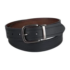 Mutual Weave Mens Medium Black Leather Reversible Belt NWT
