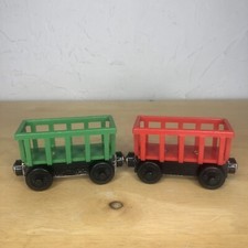 Lot of 2 - Thomas the Train WOODEN RAILWAY Circus Train PULL-ALONG Cargo Cars