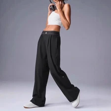 Alo Straight Leg Wide Pants Slacks for Women