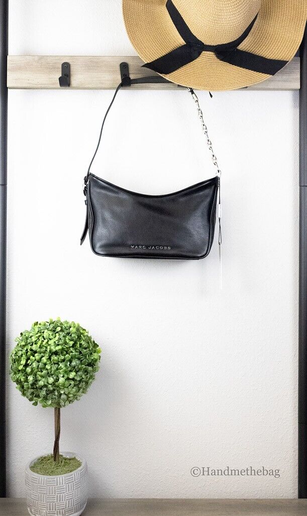 Marc Jacobs Tempo Small Black Smooth Leather Hobo Convertible