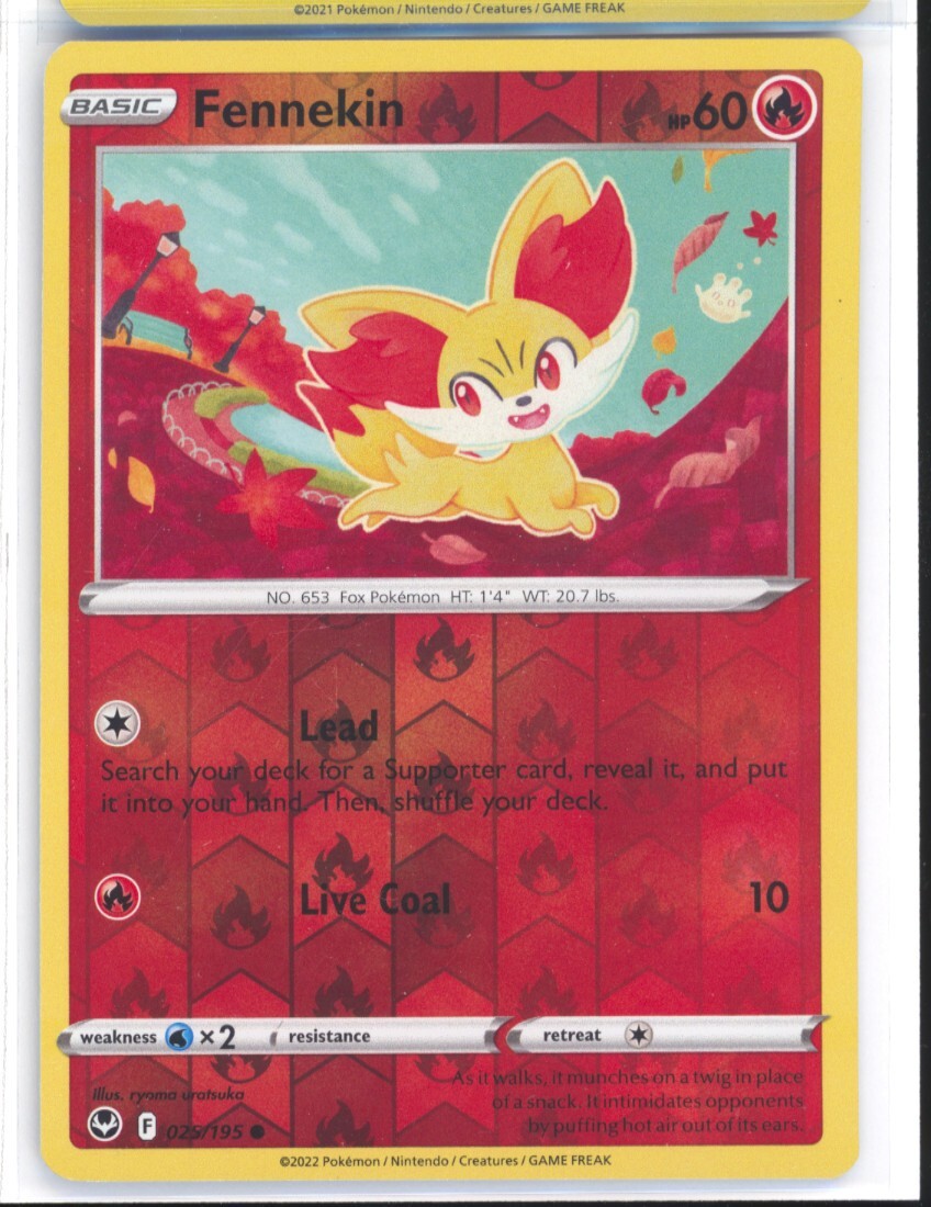 1x Fennekin 25//195 Reverse Holo Rare TCG Pokemon NM 0119#18-19