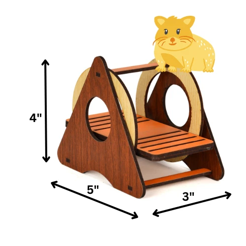 Hamster Swing Serra Brinquedo Divertido Madeira Brincar Ratos Coloridos Pequeno Animal de Estimação 4"x 5" - Imagem 3 de 4