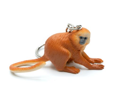 Goldenes Löwenäffchen Schlüsselanhänger Anhänger Schlüsselring Affe Primat gold - Bild 1 von 4