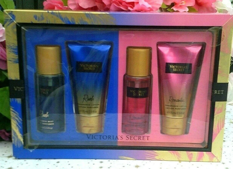 Victoria's Secret ROMANTIC & RUSH Box Gift Set 4 Pc Perfumed MIST+Lotion 2.5 oz - Image 1 of 4
