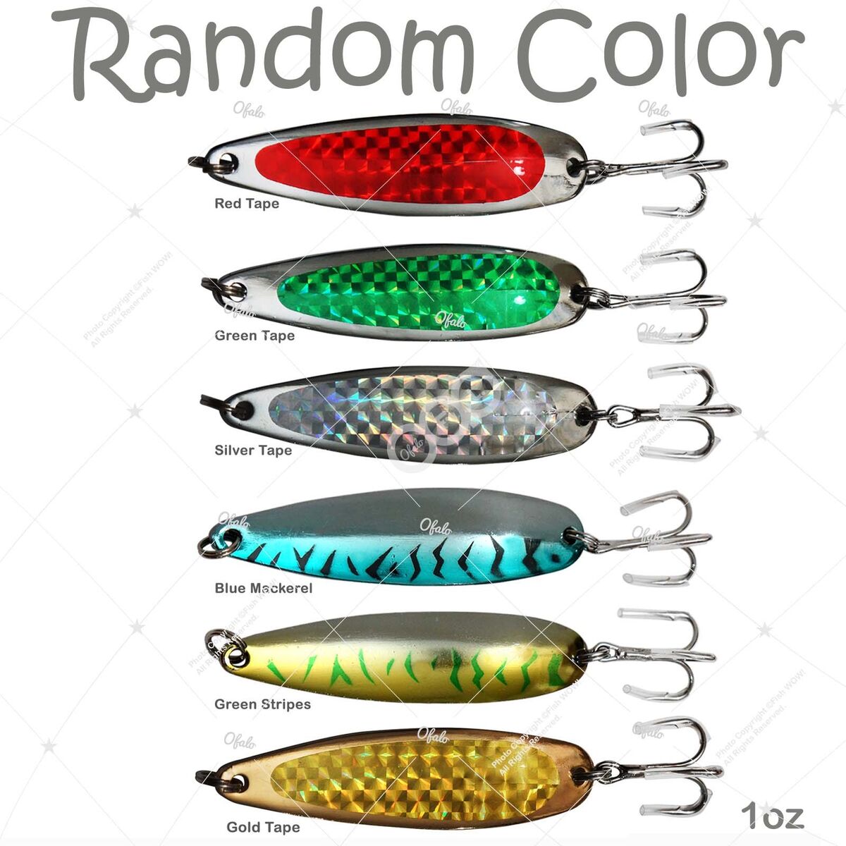 Random Colors 1oz Fishing Crocodile Spoons aka Krocodile Casting Lures bait  lot