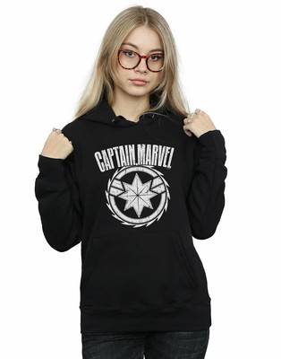 Marvel Donna Captain Marvel Blade Emblem Felpa Con Cappuccio