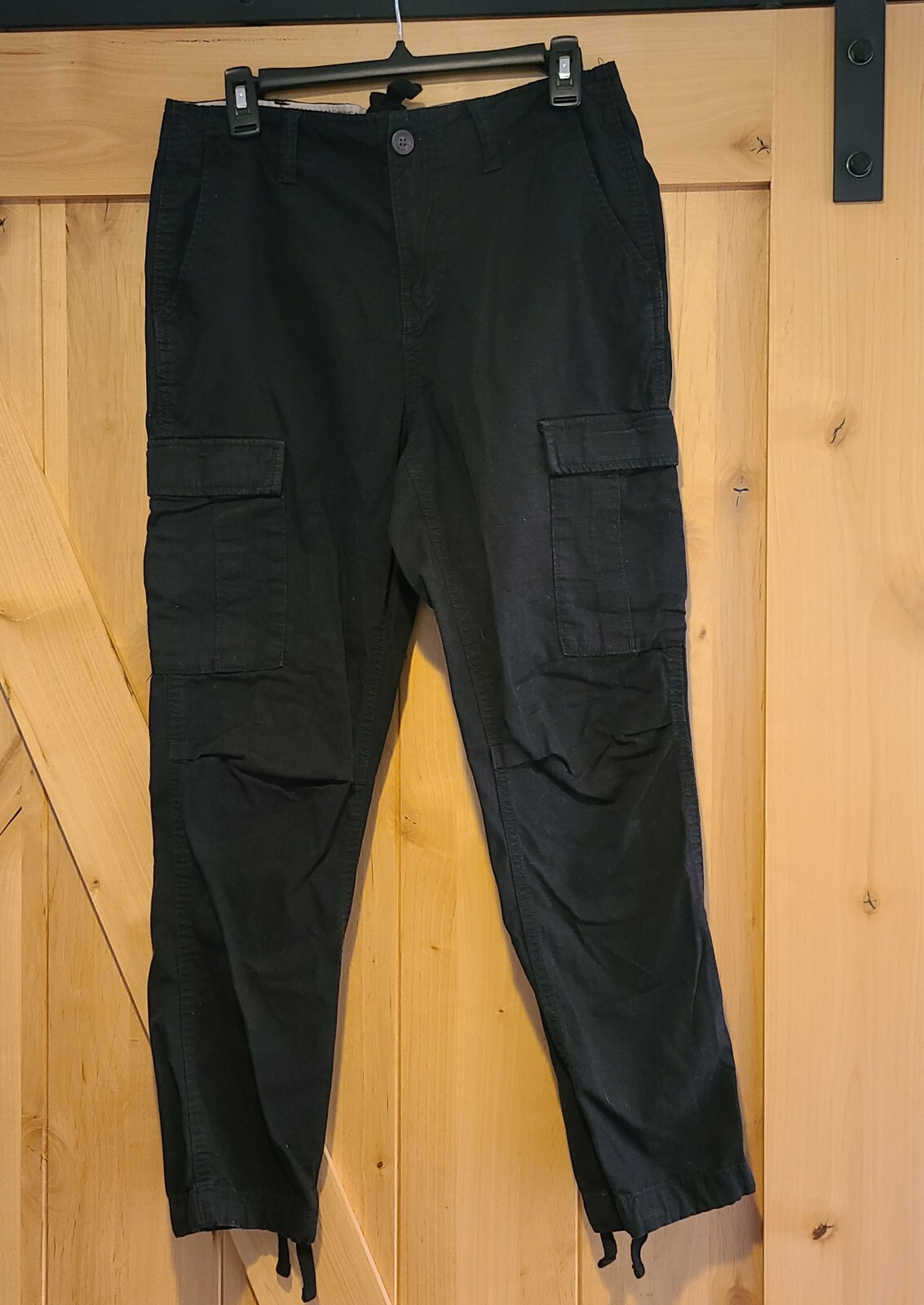 Aeropostale Mens Relaxed Cargo Pants Size 28x30 Black Ripstop