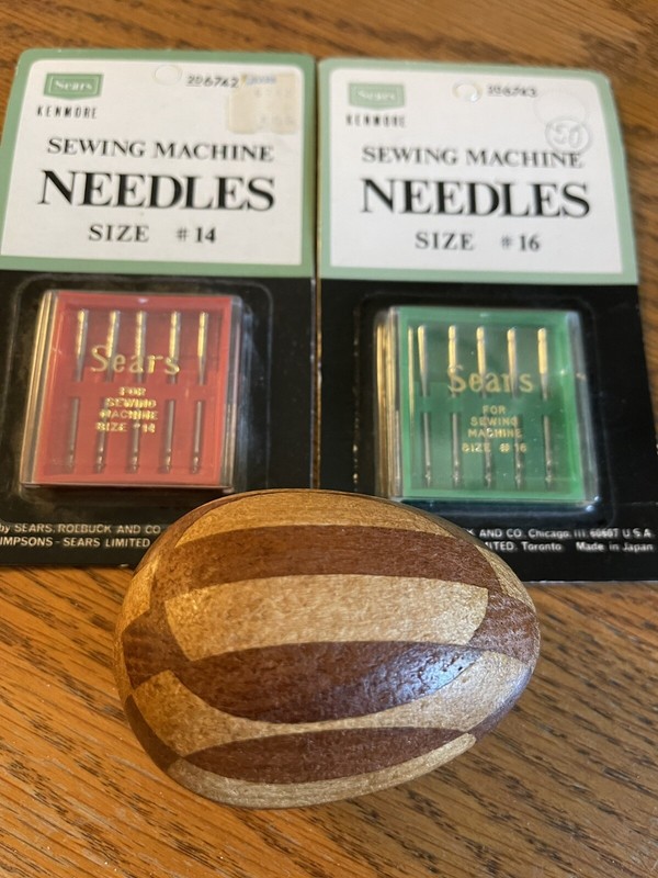 Vintage Sears Sewing Machine Needles and Wooden Darning Egg Multicolor