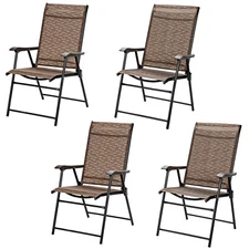 Patiojoy 4PCS Outdoor Patio Folding Chairs Camping Portable Dining Chair Brown