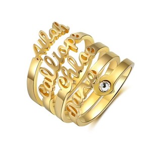 Authentic 18K Gold Plated Personalized Heart Ring With Birthstone Multiple Name