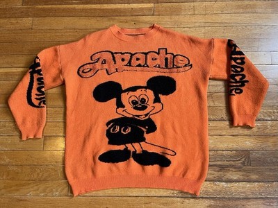 VINTAGE Apache Mickey Mouse Sweater Men s XL Orange 90s