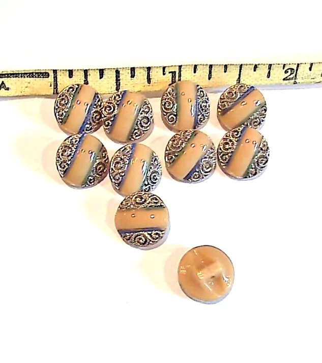 VINTAGE TINY BUTTONS UNIQUE DESIGN SET OF 10 - Image 2 of 4