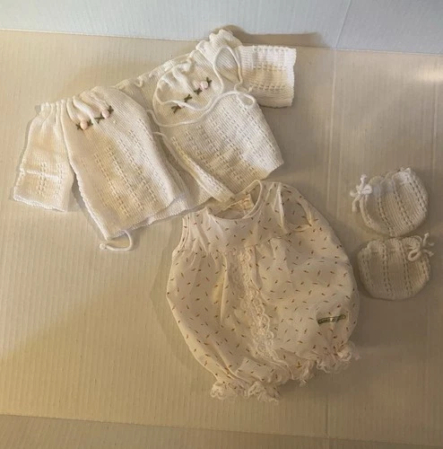 Vintage Cabbage Patch Kids Rosebud bubble Romper, Sweater & Booties