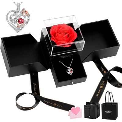 Ewige Rose Geschenkbox mit Kette Geschenk für Frauen Mama Freundin Geburtstag
