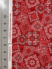 Bandana Red White Fabric Traditions Cotton 1/2 Yard 18 By 44 New