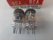 2x RCA Chrome  Gray Plate 6AK5 5654 Tube Pair in Boxes - Tested  Guaranteed