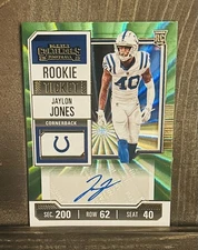 2023 Contenders Jaylon Jones #243 Green Laser Prizm Auto Rookie Ticket (RC,AUT)