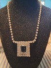 VINTAGE RHINESTONE PENDANT NECKLACE PRONG SET ALL THERE ALL CLEAR* GREAT QUALITY — photo 5