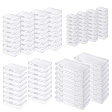 96 Pack Rectangular Clear Plastic Storage Containers Box with Hinged Lid for ...