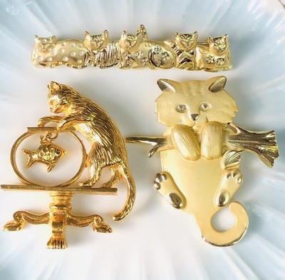 Vintage AJC & Avon Cat Brooch Lot