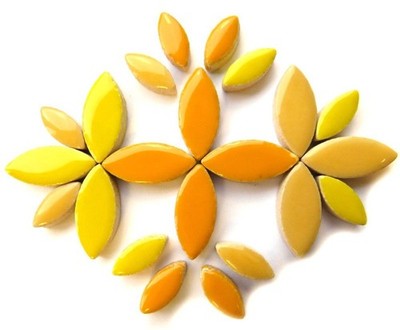 Mosaikstein oval, glasiert, Dandelion Mix 14-25mm x 5mm, 50g