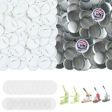 Onemorello 200 Sets Button Maker Supplies, 2.28 inches 58 mm , white metal