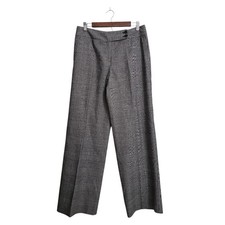 Talbots Vintage Houndstooth Wool Blend Stretch Wide Leg Trousers Sz 10