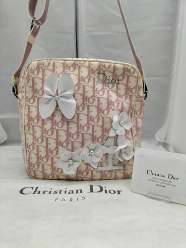 Sac bandoulière trotteur Christian Dior rose fleur