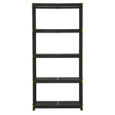 5-Tier Easy Assembly Multi-Purpose Plastic Garage Storage Shelving Unit in Bl...