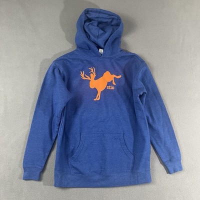 Stio Hoodie Boys Kids XL Blue Bucking Jackalope Graphic Fleece Pullover