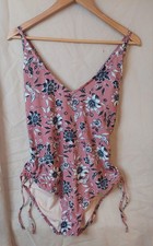 Kona Sol XL Swimsuit Floral Pink Adjustable Side Tie Cross Back Boho One Piece