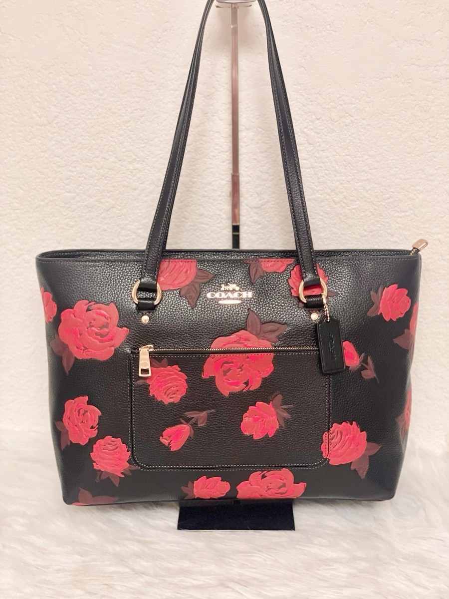 COACH CCE23 Station Tote Bag With Rose Floral Print In Pebble