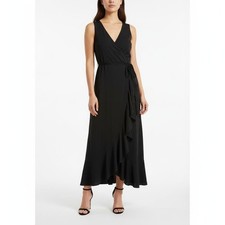 Banana Republic Black Sleeveless Ruffle Wrap Maxi Dress XS