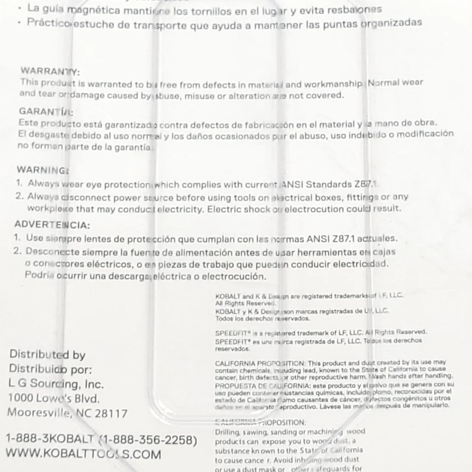 KOBALT 65pcs Driving Set Hex Shank Speed Fit Magnetic S2 Steel 1/4"in. Shank NEW - Image 4 of 4