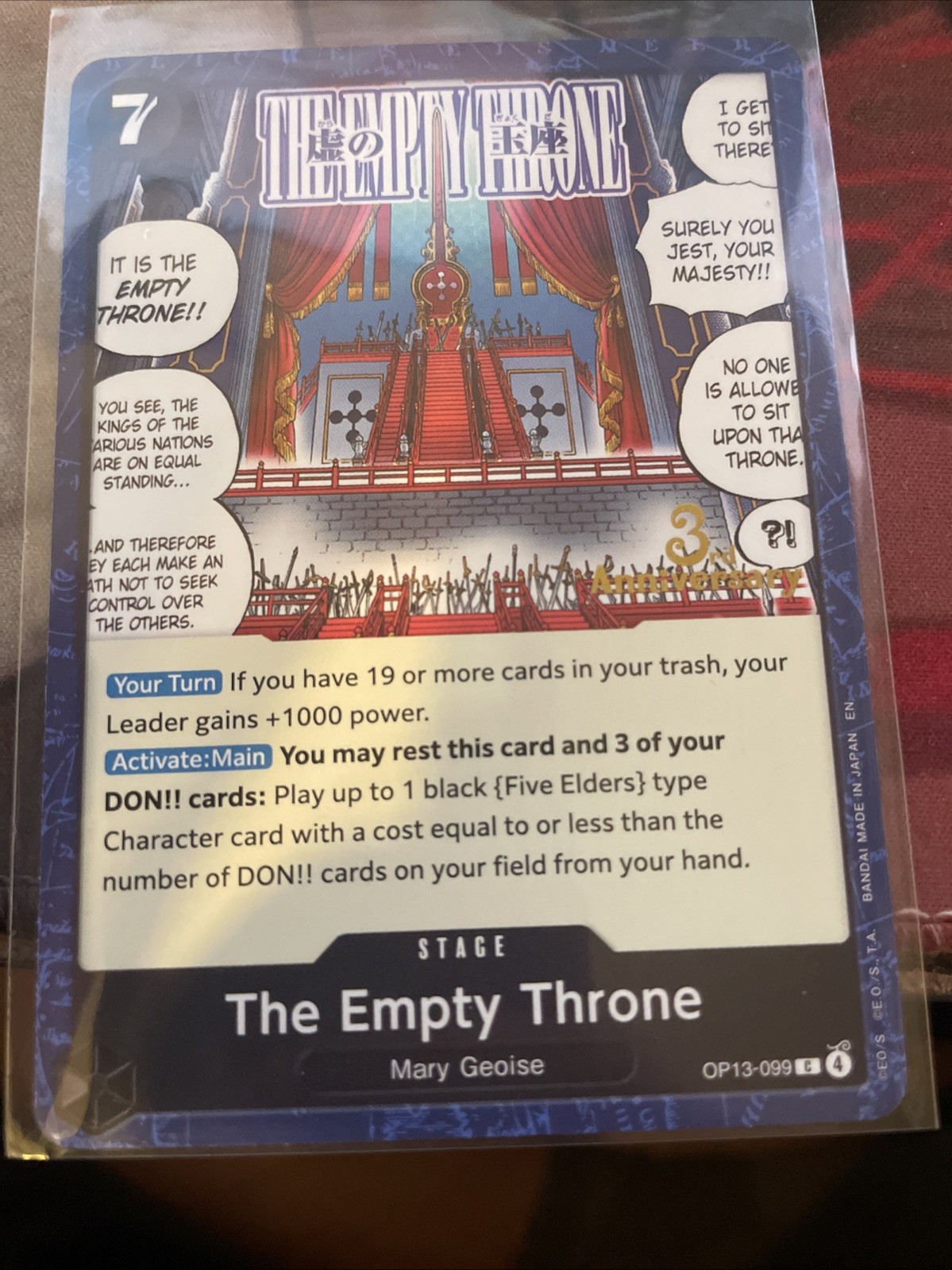 The Empty Throne Op13-099 3rd Anniversary Stamped Promo