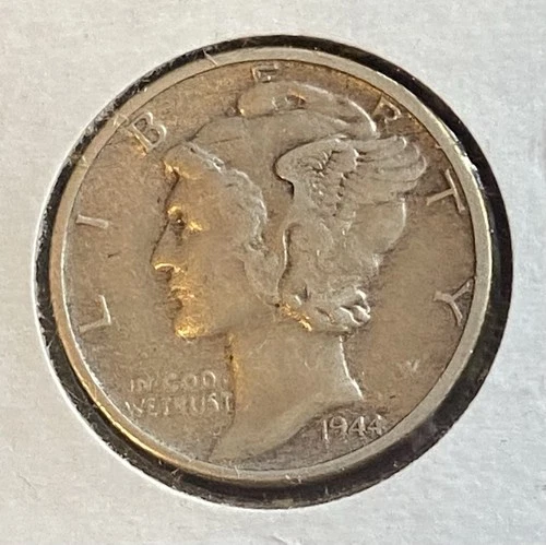 1944-D Mercury Dime VF – 90% Silver – Denver Mint – WWII Era Coin