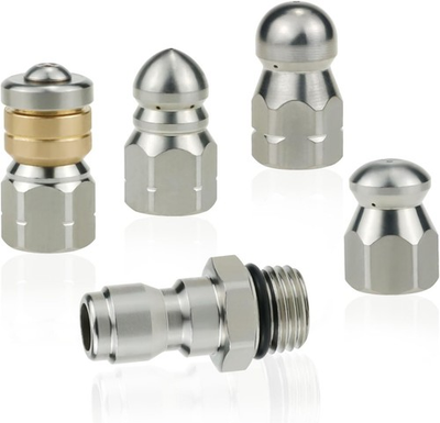 #ad 4 Pieces Stainless Steel Sewer Jetter Nozzle Kit for Pressure Washer Yellow $22.68