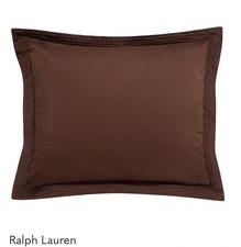 Ralph Lauren Brown 100 silk brown regular pillow sham button closure regular