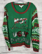 No Boundaries Women's XL 15-17 Not Another Ugly Sweater Christmas Sequin Knit