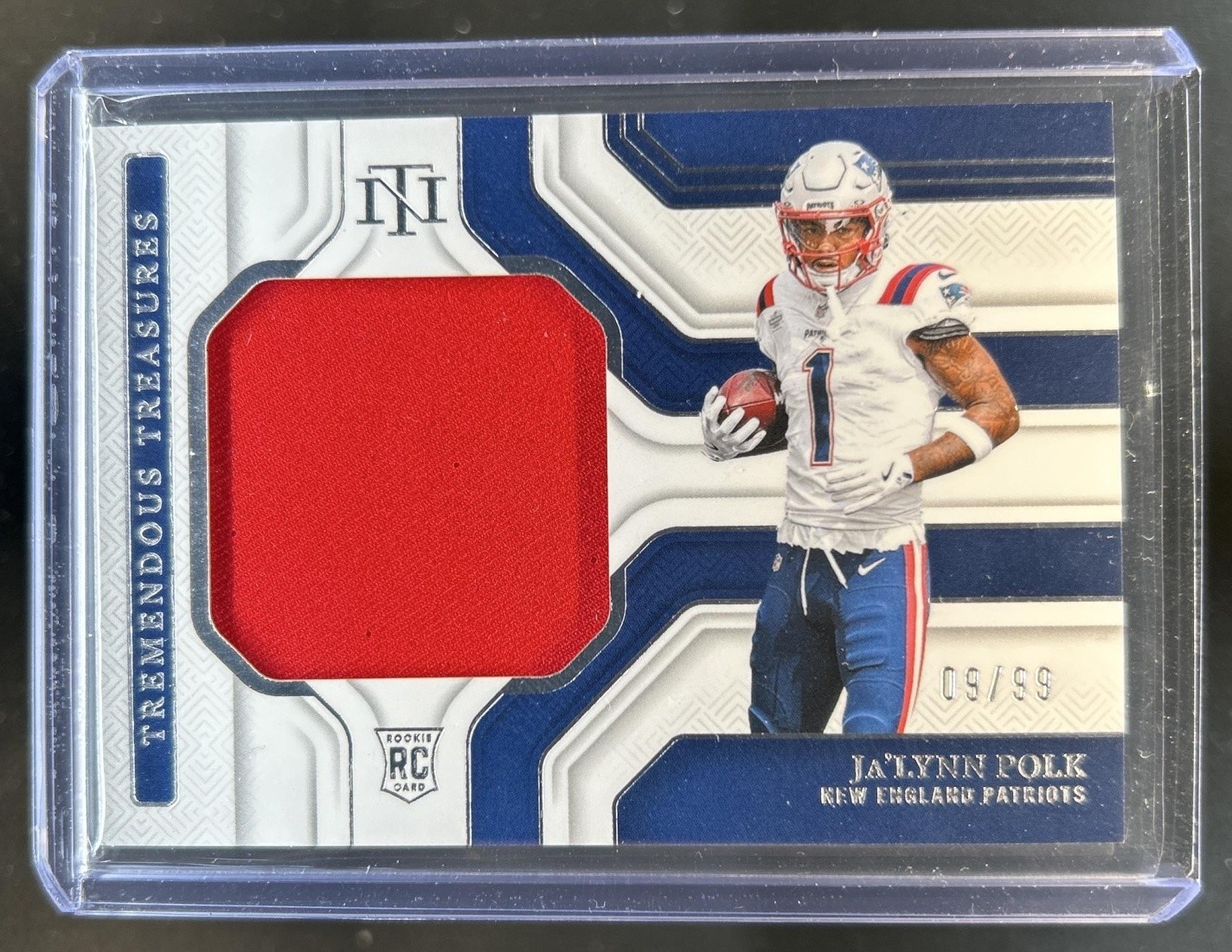 Ja'Lynn Polk Panini National Treasures Rookie Dual Materials #JPK Jersey Number Red