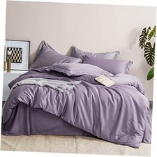 100 Long-Staple Cotton Duvet Cover Set Queen Queen 90"x90" Grayish Purple