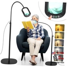 Magnifying Glass with Light and Stand, Rectangular Real Glass Lens, 5 12X Black