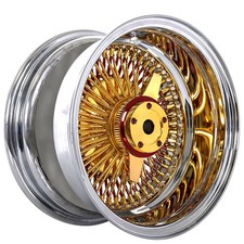 La Wire Wheels 13x7 Reverse 100-spoke Straight Lace Gold And Red Rims 4pcs A2 La Wire Wheels 13x7 Reverse 100-spoke Straight Lace Gold And Red Rims 4pcs A2