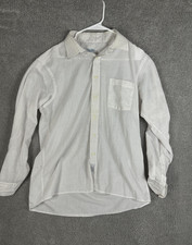 Vintage Christian Dior Shirt Mens Large White Pinstripe Button Front