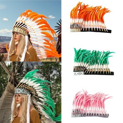 Indischer Feder Kopfschmuck Deko Zubehör Stirnband für Tanz Cosplay Frauen