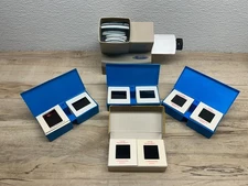 Vintage Minette Japan Auto Slide Viewer & 160 Color Slides 35mm Lot Working