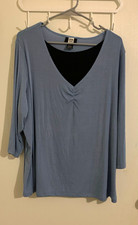 Studio 1940 Plus Size 22/24 Blue V-Neck Ruche...