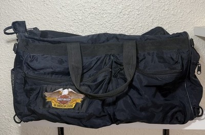 TRUE VINTAGE 90s HARLEY DAVIDSON AN AMERICAN LEGEND BLACK DUFFLE BAG Read