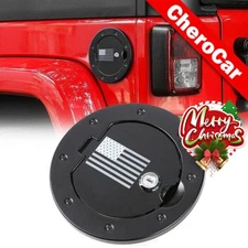 Steel Gas Fuel Tank Cap Cover Accessories for 07-18 Jeep Wrangler JK With Lock